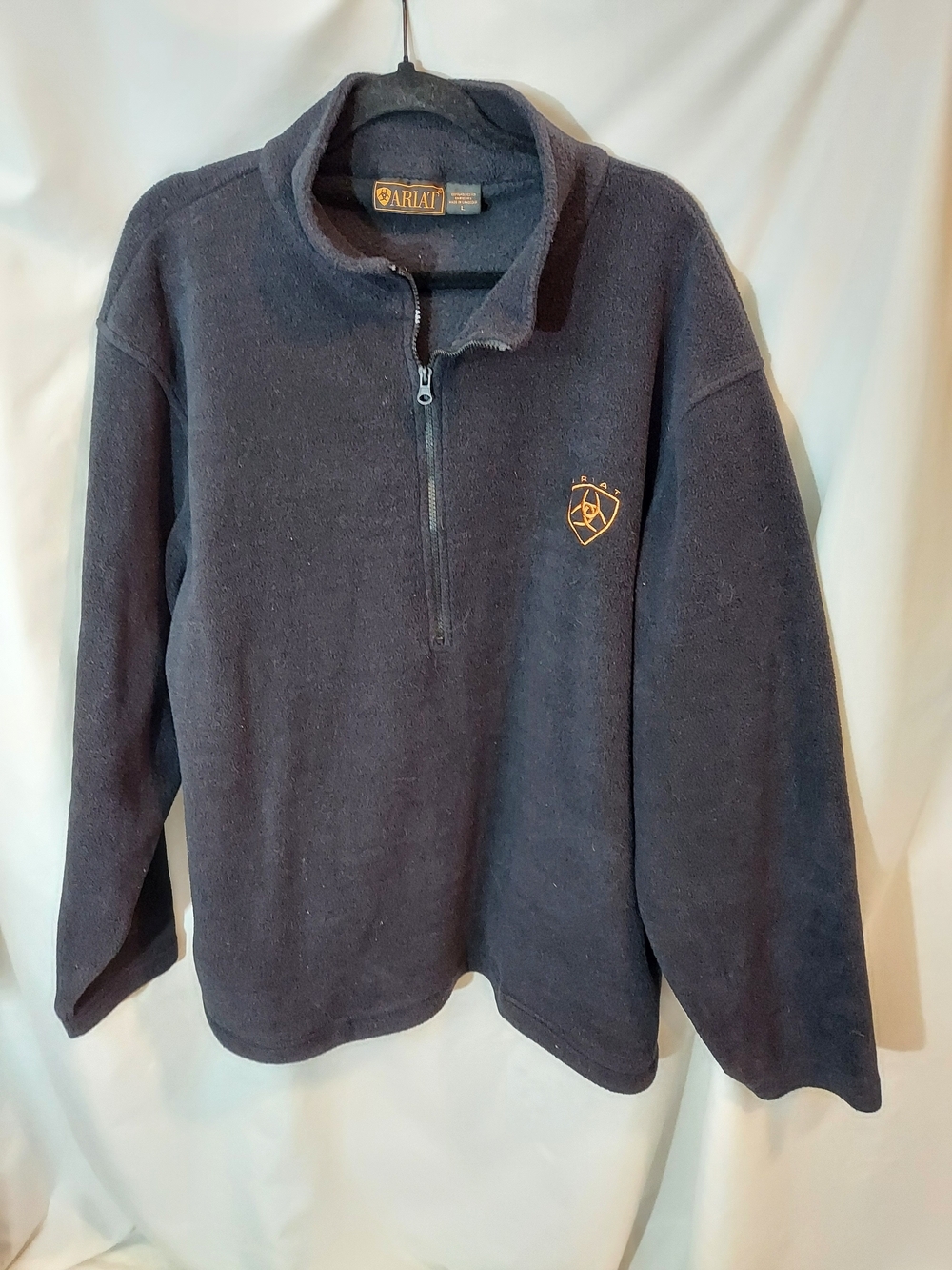 Ariat Black Quarter-Zip Fleece Mock Neck Pullover Sweatshirt Size Large